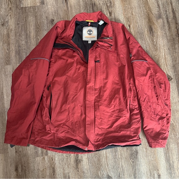 Timberland Athletic Parka Jacket Size XL Red Full Zip Windbreaker Winter Warm - Picture 2 of 4